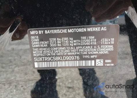 2019 BMW X3 xDrive30I from USA, damaged, VIN 5UXTR9C58KLD90976